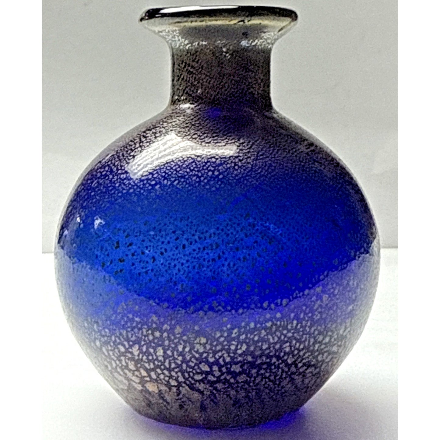 Vtg Murano Glass Cobalt Blue Gold Fleck Overlay Aventurine Glass Perfume Bottle