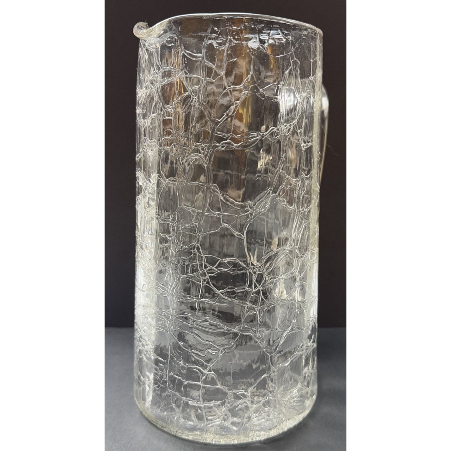 Victorian Kralik Loetz Moser Art Nouveau Glass Pitcher Jug Clear Crackle Ribbed