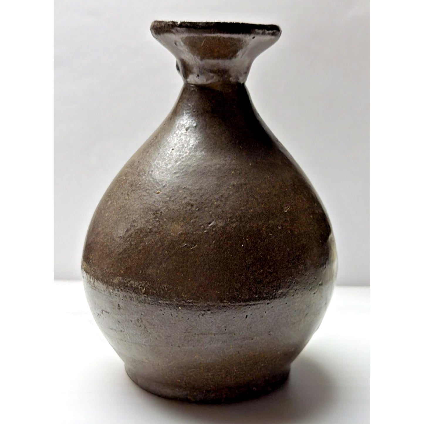 Antique Qing Dynasty Stoneware Rice Wine Dark Brown Glazed Jug Vase Bottle China