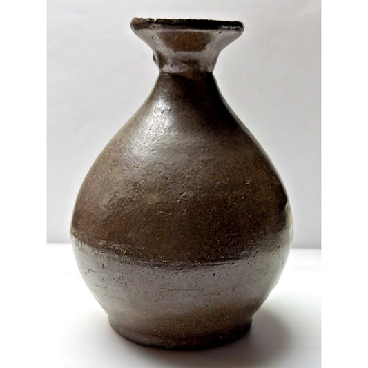 Antique Qing Dynasty Stoneware Rice Wine Dark Brown Glazed Jug Vase Bottle China
