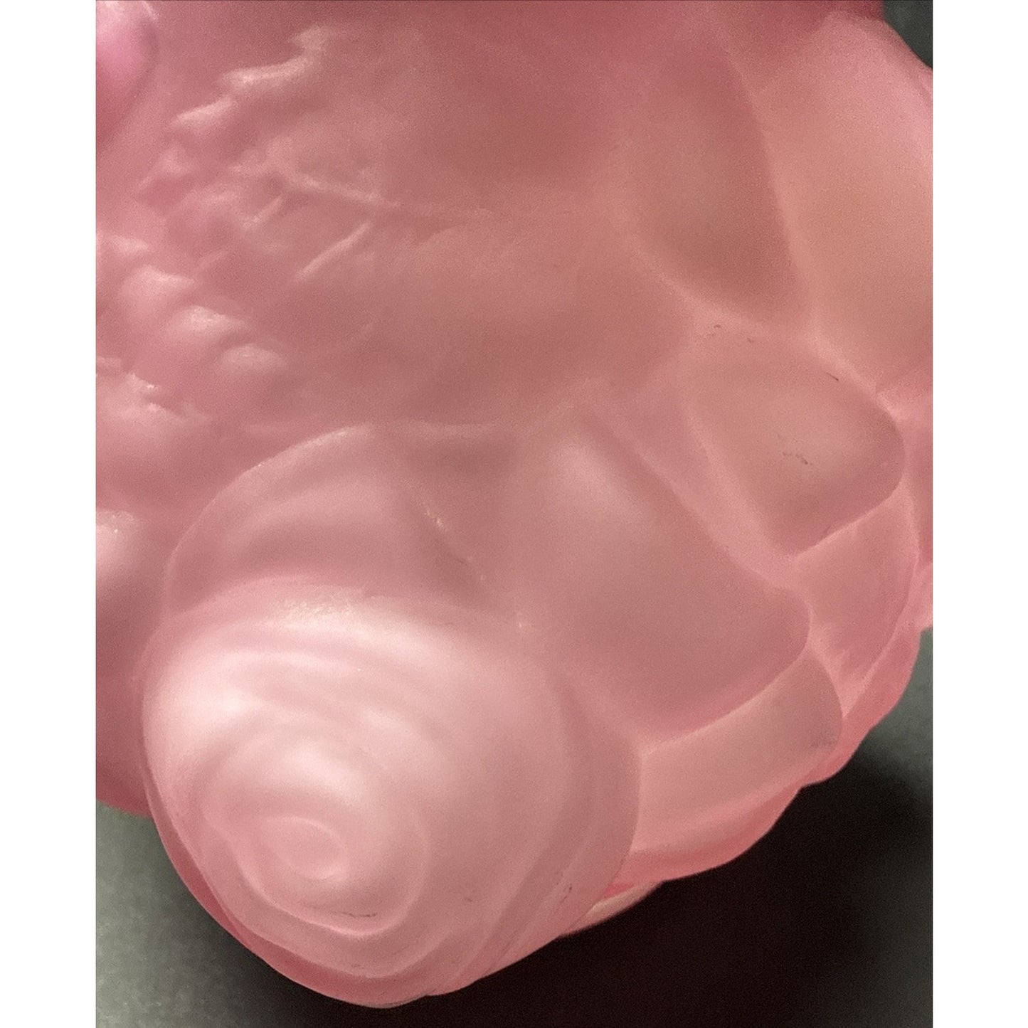 Vintage Fenton LG Wright Embossed Puffy Rose Pink Overlay White Satin Vase As-Is