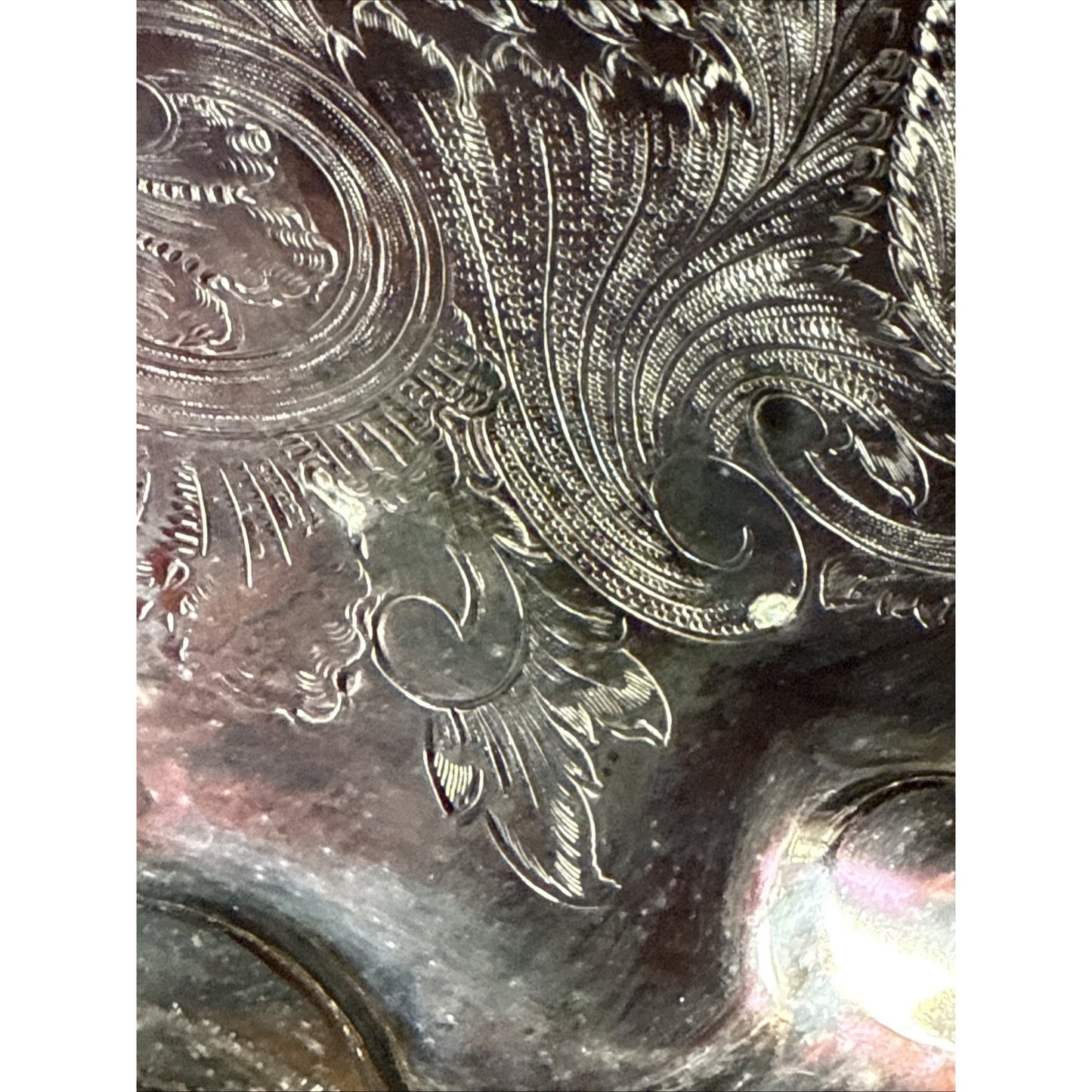 Vtg Silverplate Footed Serving Tray Butler Handles Ornate Engraved Rococo 23.5"