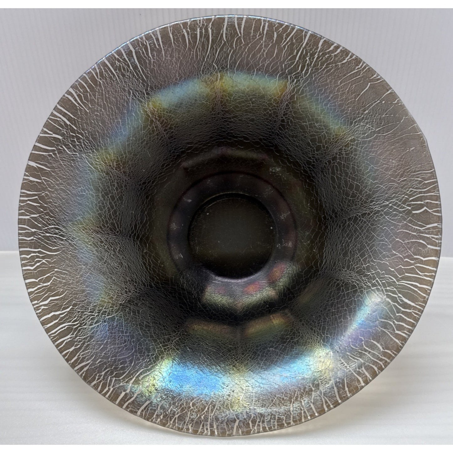 Vintage Imperial Glass Smoke Carnival Stretch Wide Panel Bowl Flare Rim As Is