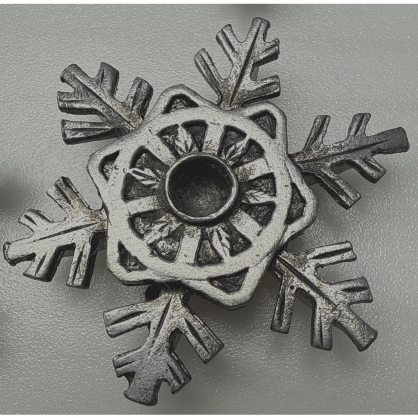 Vintage Lot of 4 Metzke Pewter Snowflake Taper Candle Holders