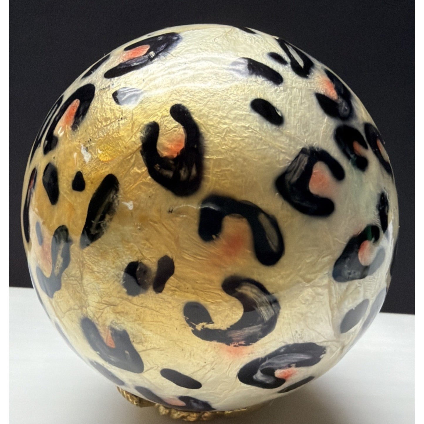 Vintage Leopard Print Capiz Shell Orbs Sphere Ball