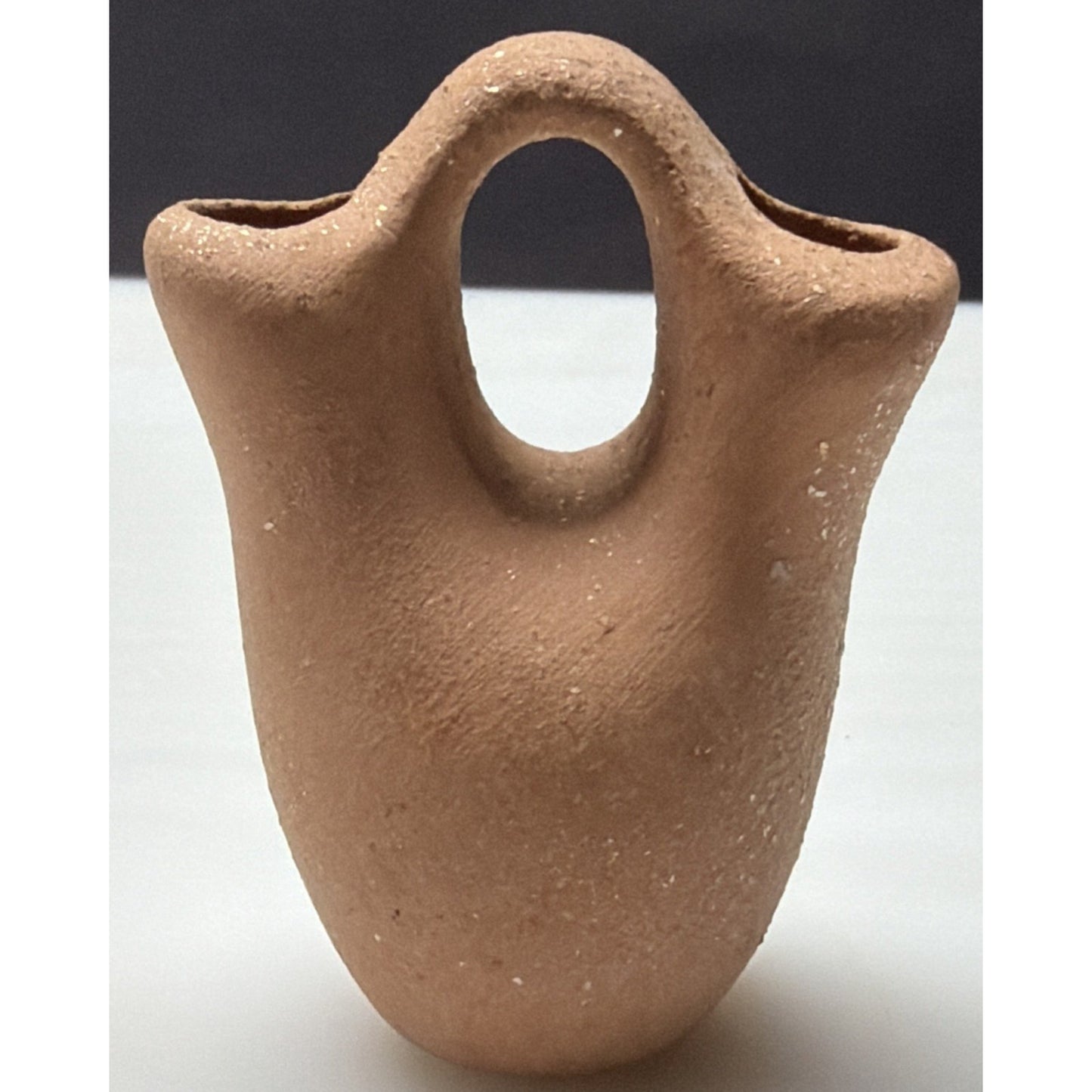 Vintage Micaceous Clay Pottery Mini Wedding Vase Hand Painted