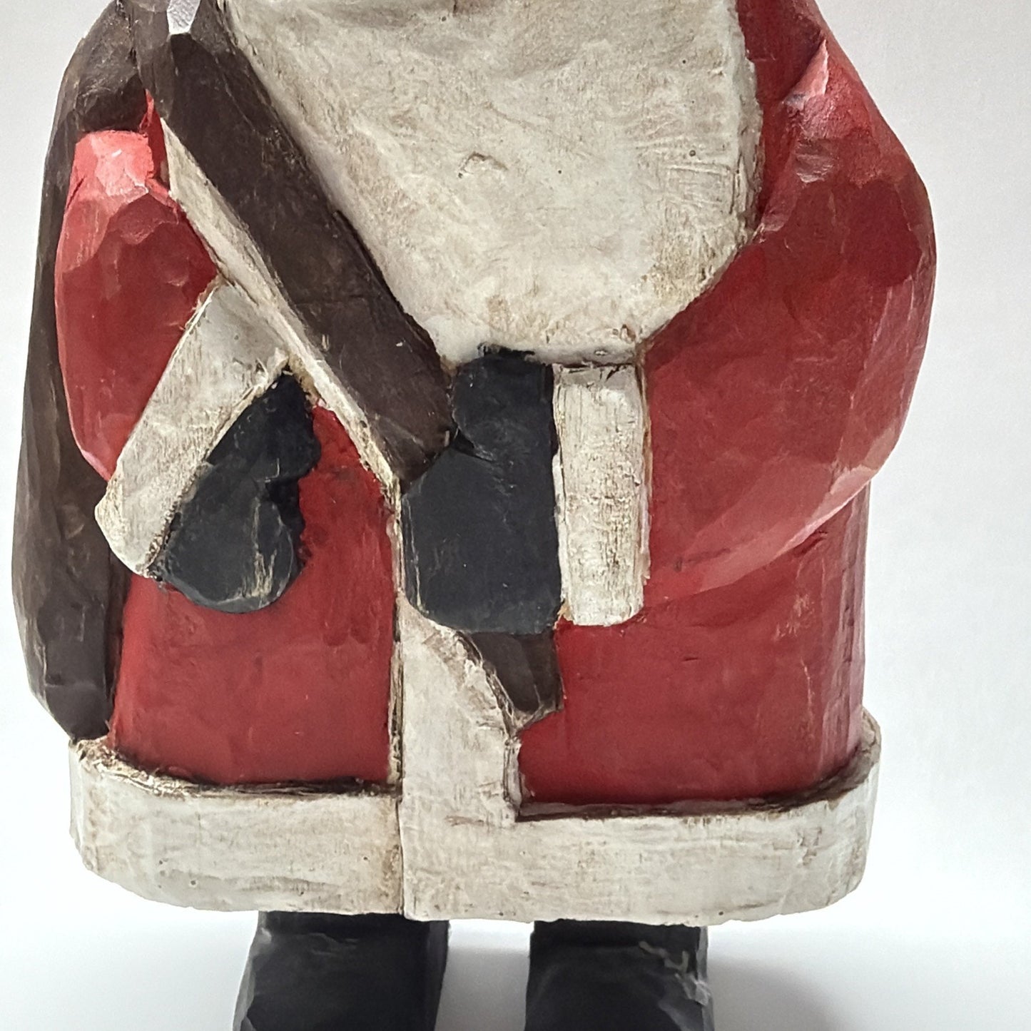 Vtg JAM Wood Carving Folk Art Santa Claus Bag Hand Painted