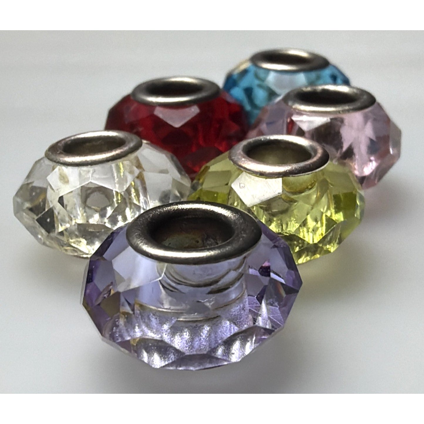 Lot of 6 Birthstone Faceted Bead Charms Spacers As Is