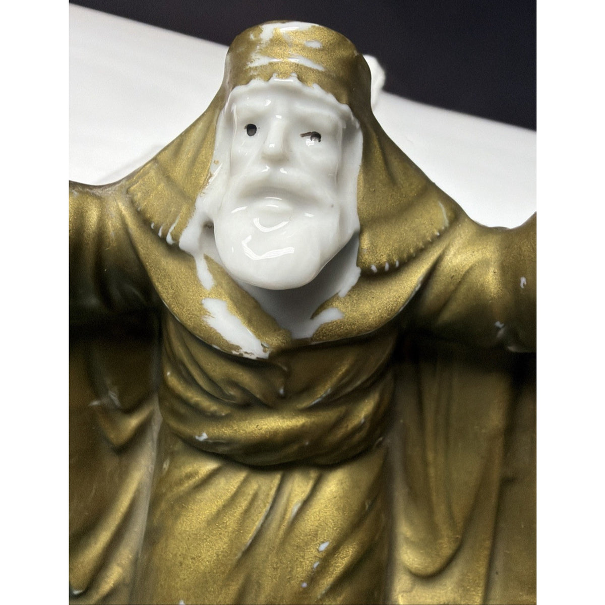 Old Porcelain Figurine Incense Burner Bedouin Man Wiseman Religious Saint As Is