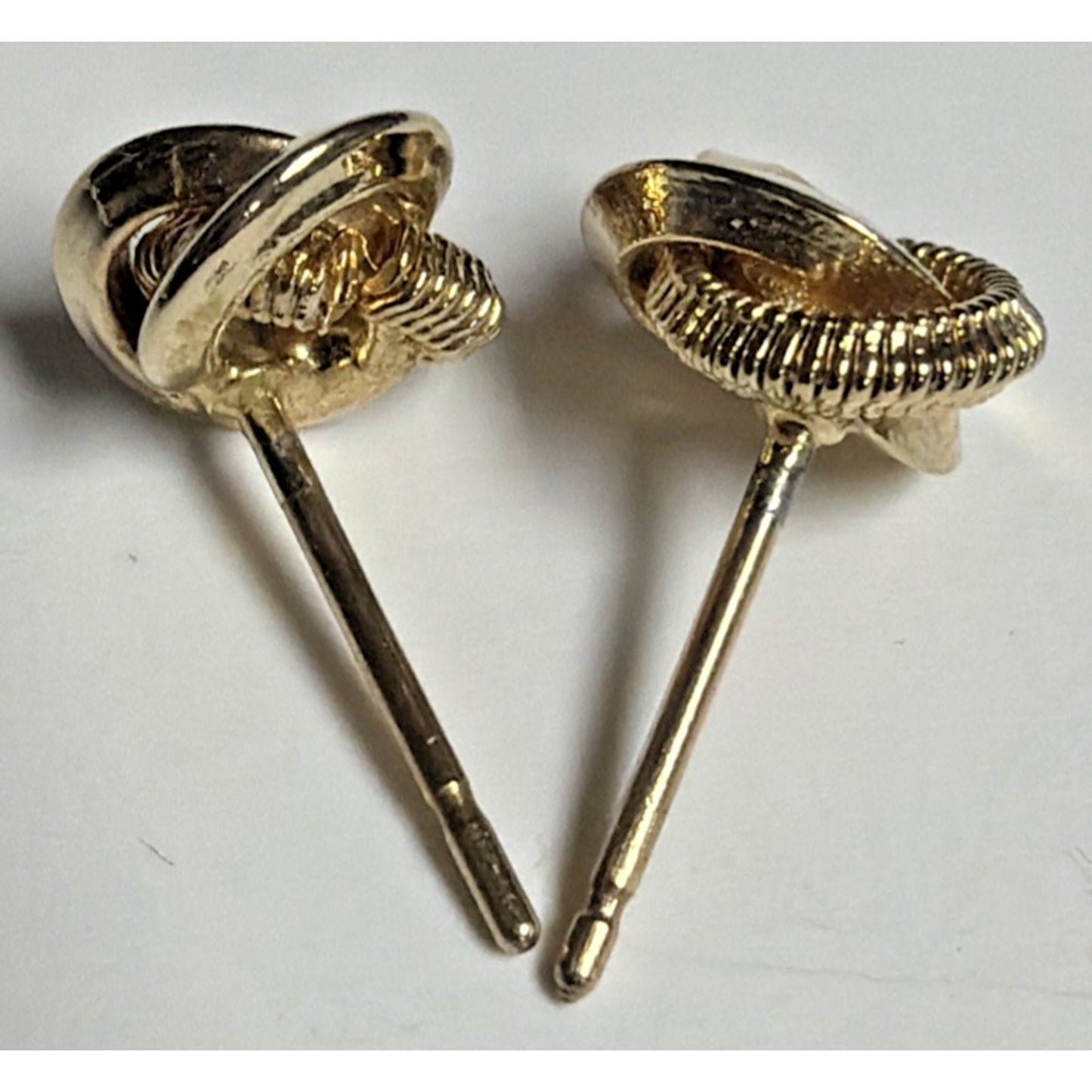 Vintage Gold Plate Love Knot Earrings Textured Smooth Twisted Rope Stud Post