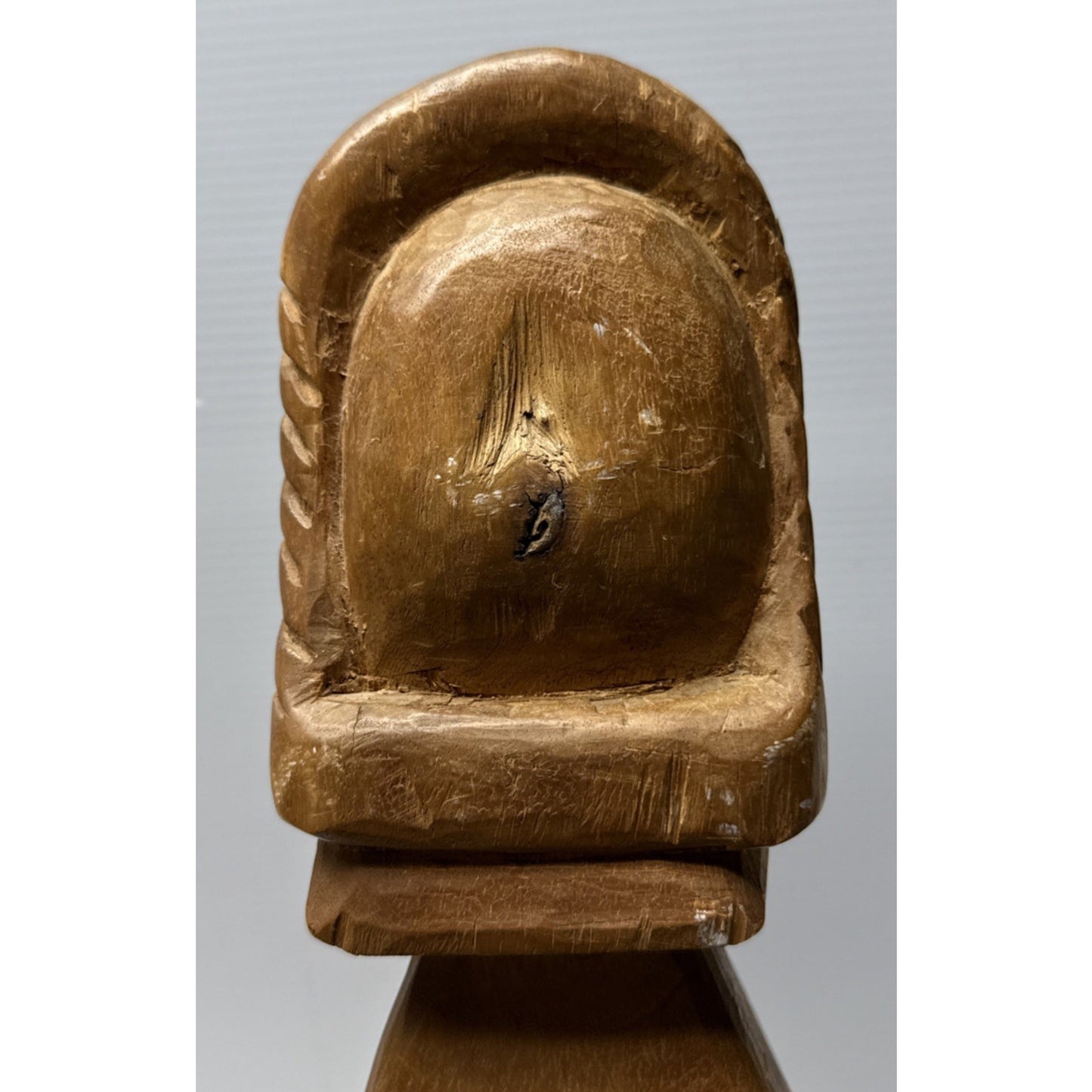 South Pacific Islander Art Wood Hand Carved Tribal Sculpture Shell Eyes As-Is