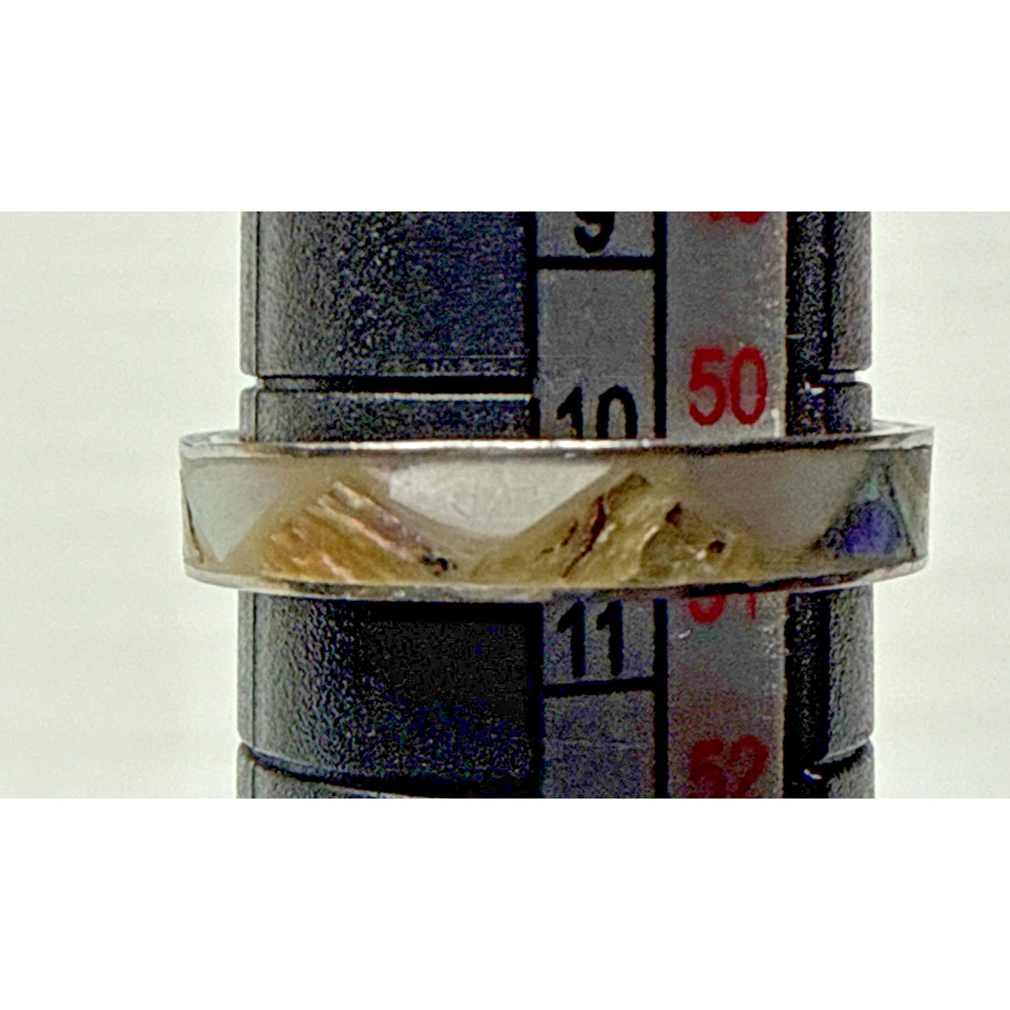 Vtg Southwest Sterling Silver Inlaid Mother of Pearl Ring Zig Zag Sz 5.5 As Is