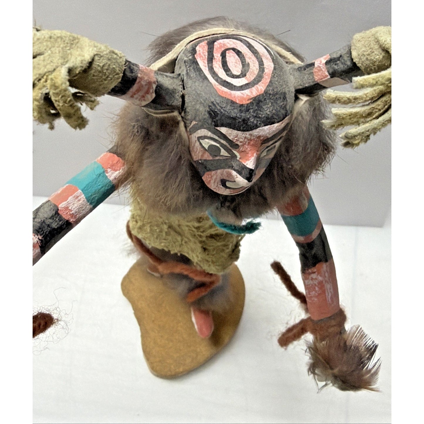 Vintage Kachina Doll Clown Dancer Signed Smith Native American Navajo As Is