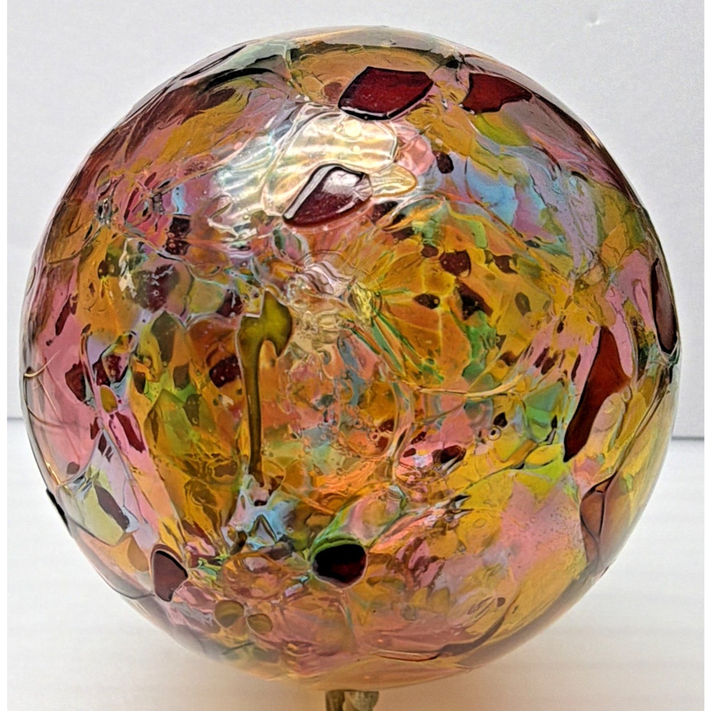 Art Glass Suncatcher Ornament Blown Mosaic Calico Pattern Textured