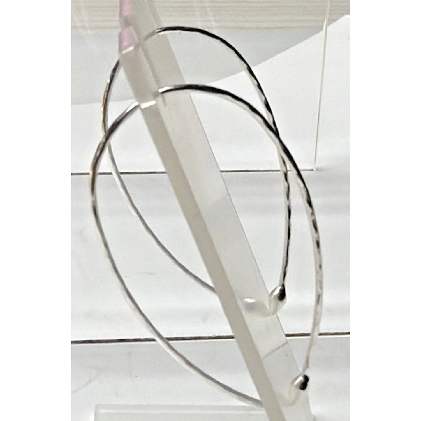 Minimalist Sterling Silver Hammered Teardrop Hoop Threader Long Earrings