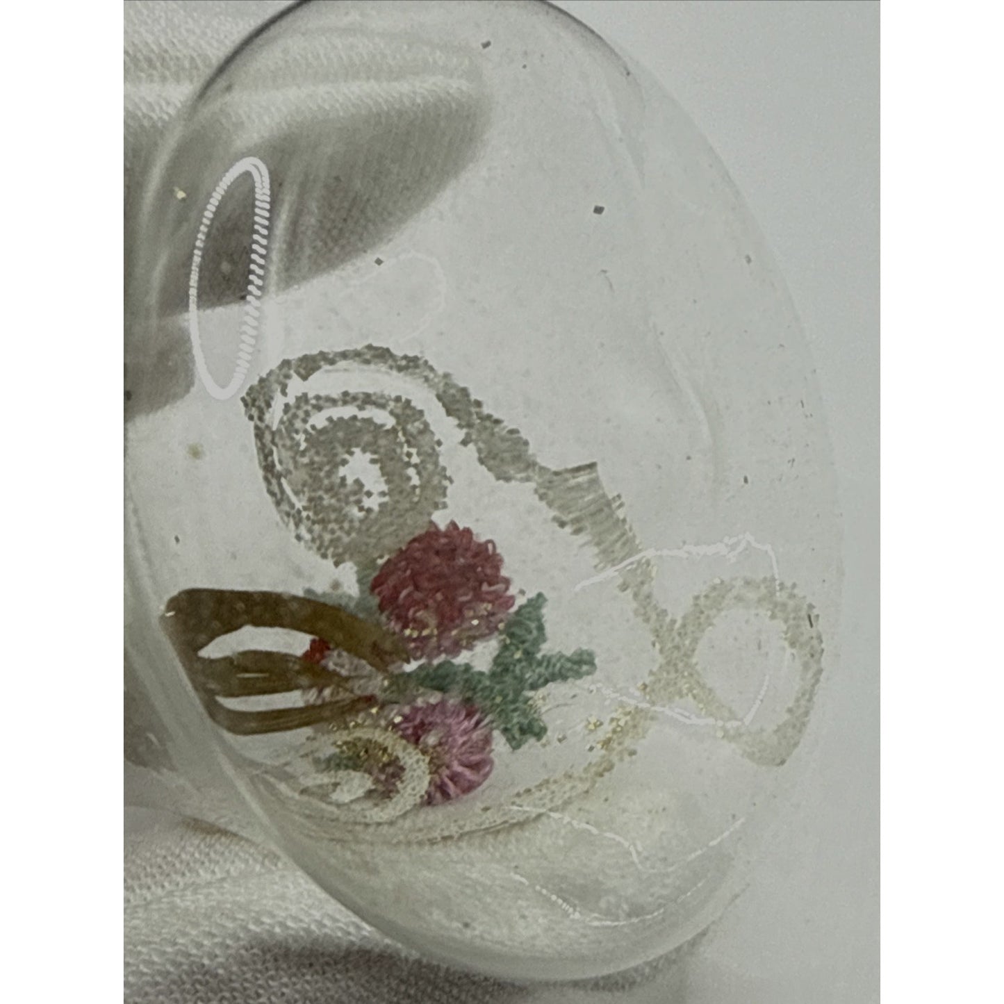 Vtg Lot of 4 DBGM West Germany Blown Mica Glass Bell Ornaments Gold Embroidered