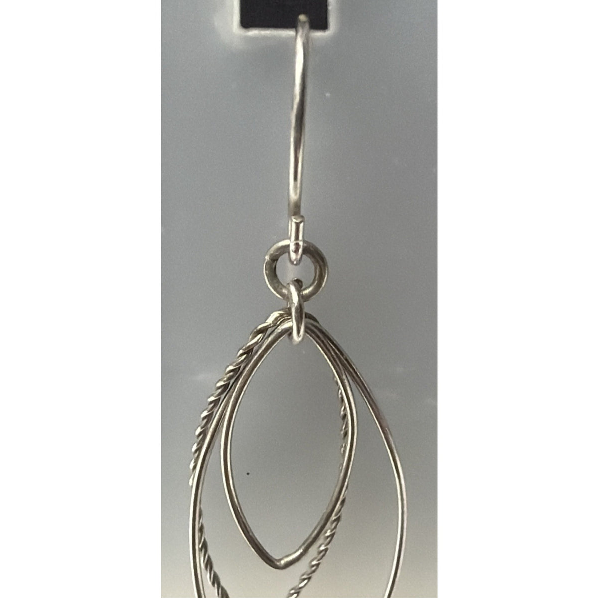 Modernist Sterling Silver Triple Hoop Dangle Drop Earrings Teardrop Elongated
