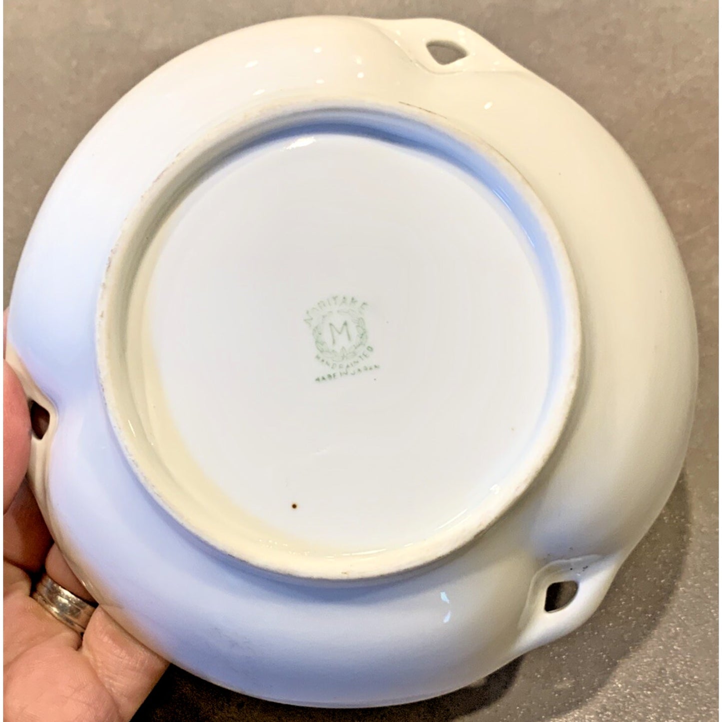 Noritake Morimura Japan Hand Painted Roses Floral Bowl Reticulated Handles Gold