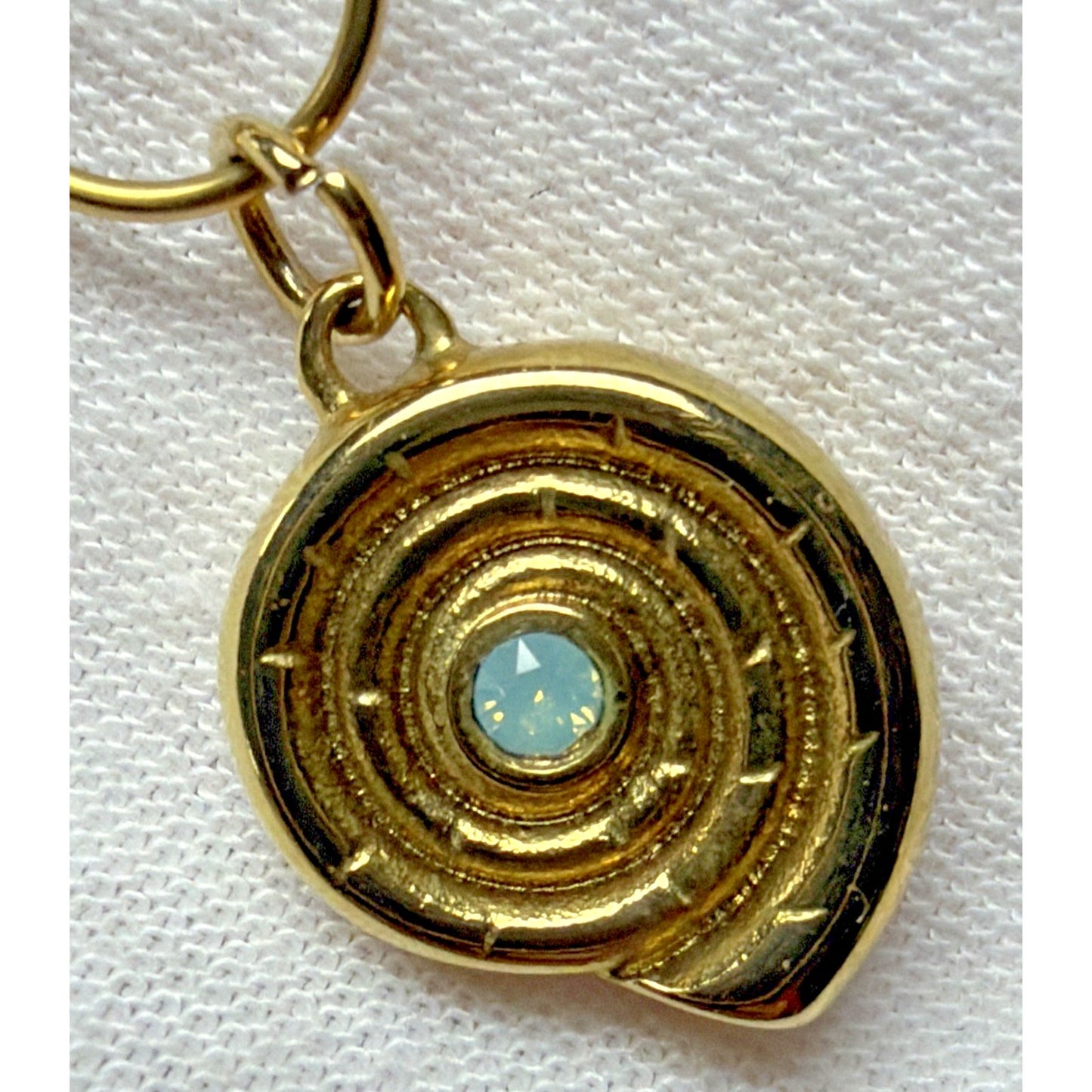 Spartina Moon Shell Pendant Necklace 20" 14k Gold Plate Paperclip Chain Snail