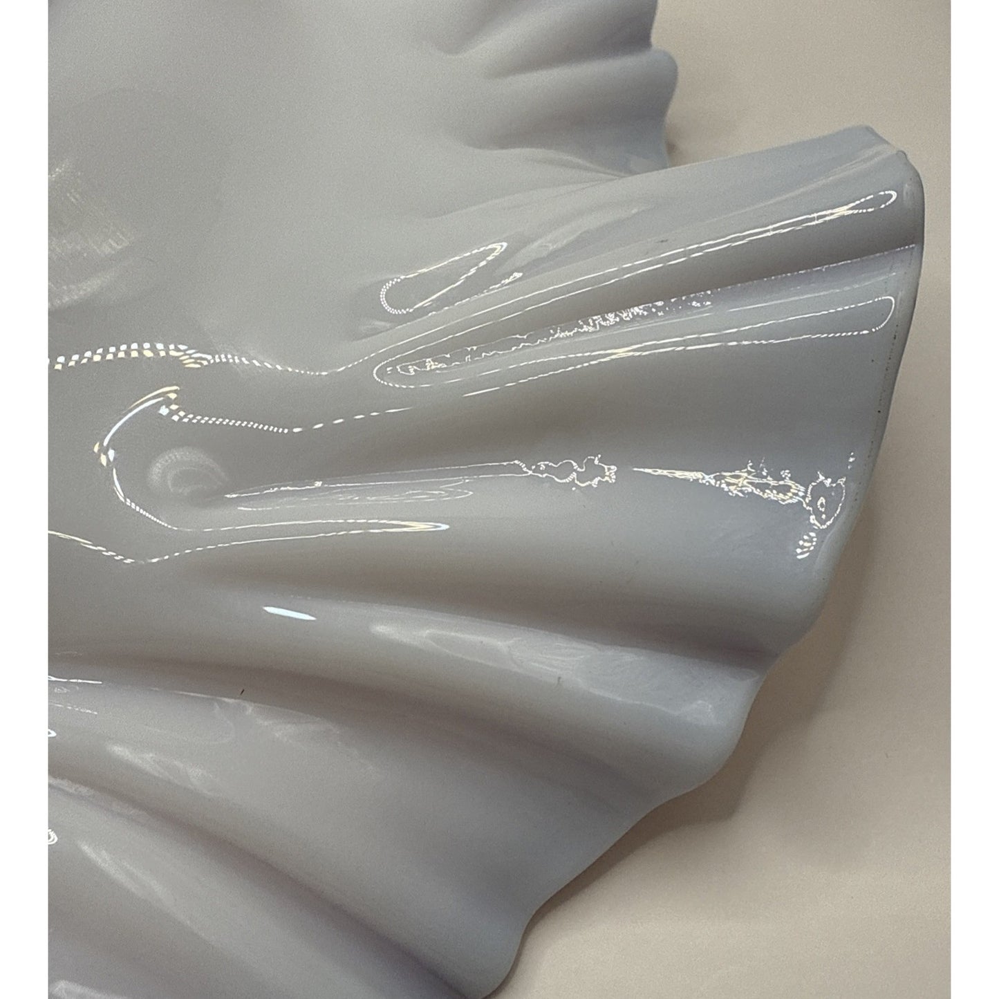 Victorian Brides Basket Bowl Purple Ruffled Wavy Rim Opalescent Glass