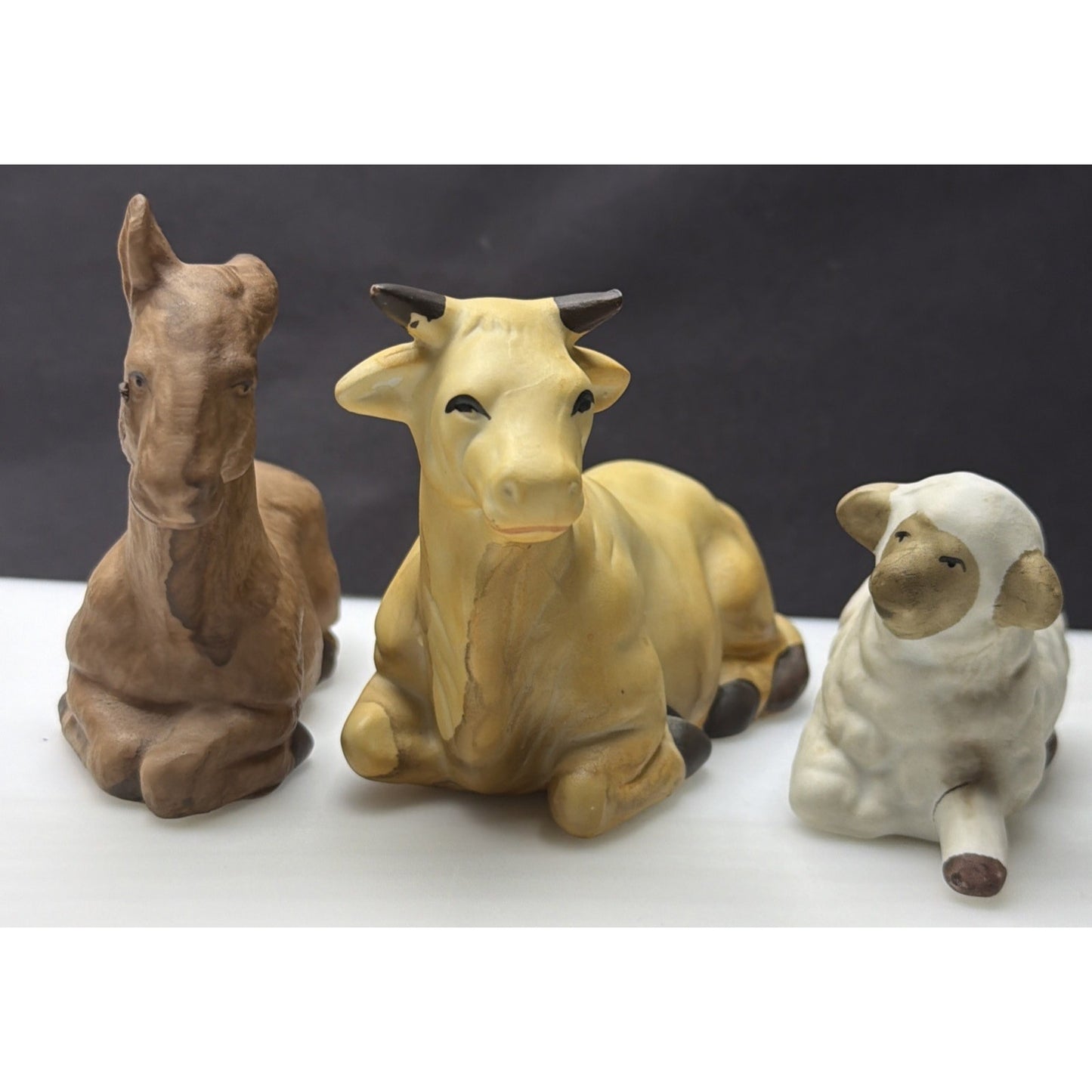 Vintage Lot of 11 Ceramic Porcelain Nativity Figurines Hand Painted As Is