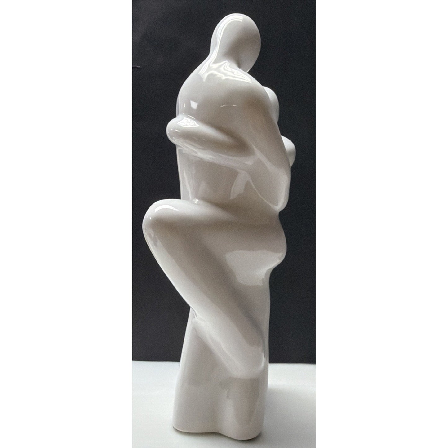 MCM Royal Haeger Ceramic Sculpture Dancing Lovers Embrace White Glaze Large