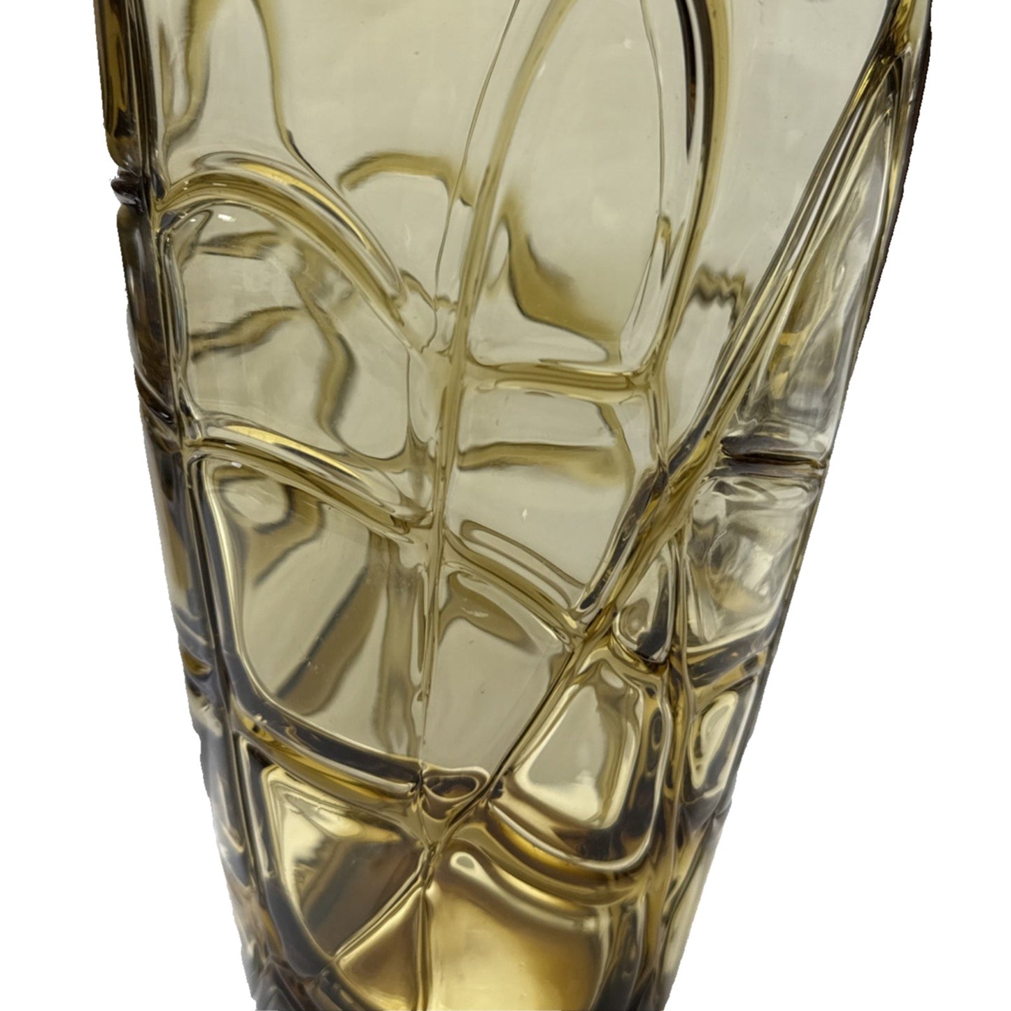 MCM Amber Blown Art Glass Vase Webbed Spider Vine Threaded Abstract