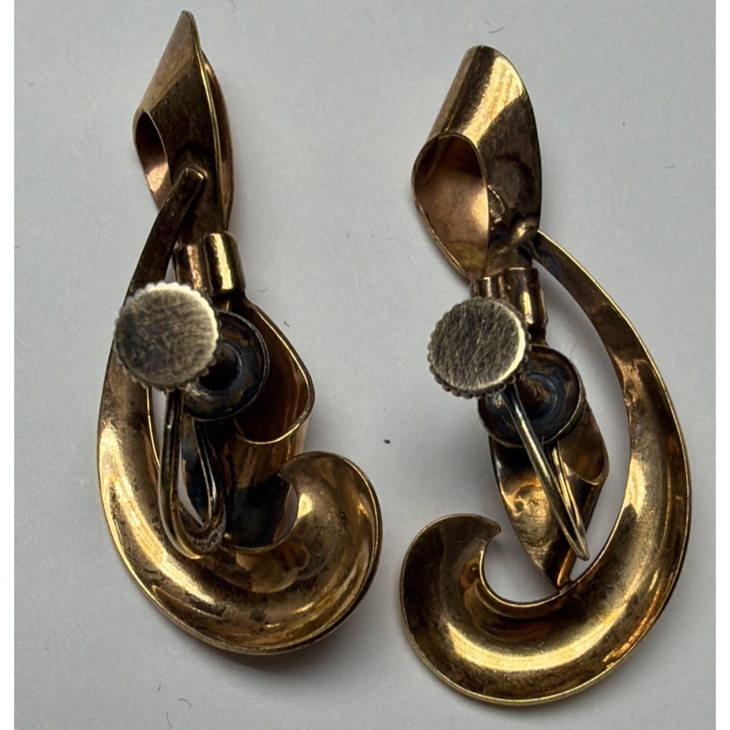 Vtg Carl Art 12k GF Screw Back Earrings Ribbon Bow Large