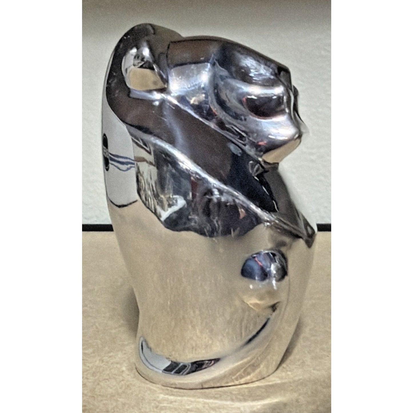 MCM Cast Metal Aluminum Chrome Lion Paperweight Statue Heavy Ornament
