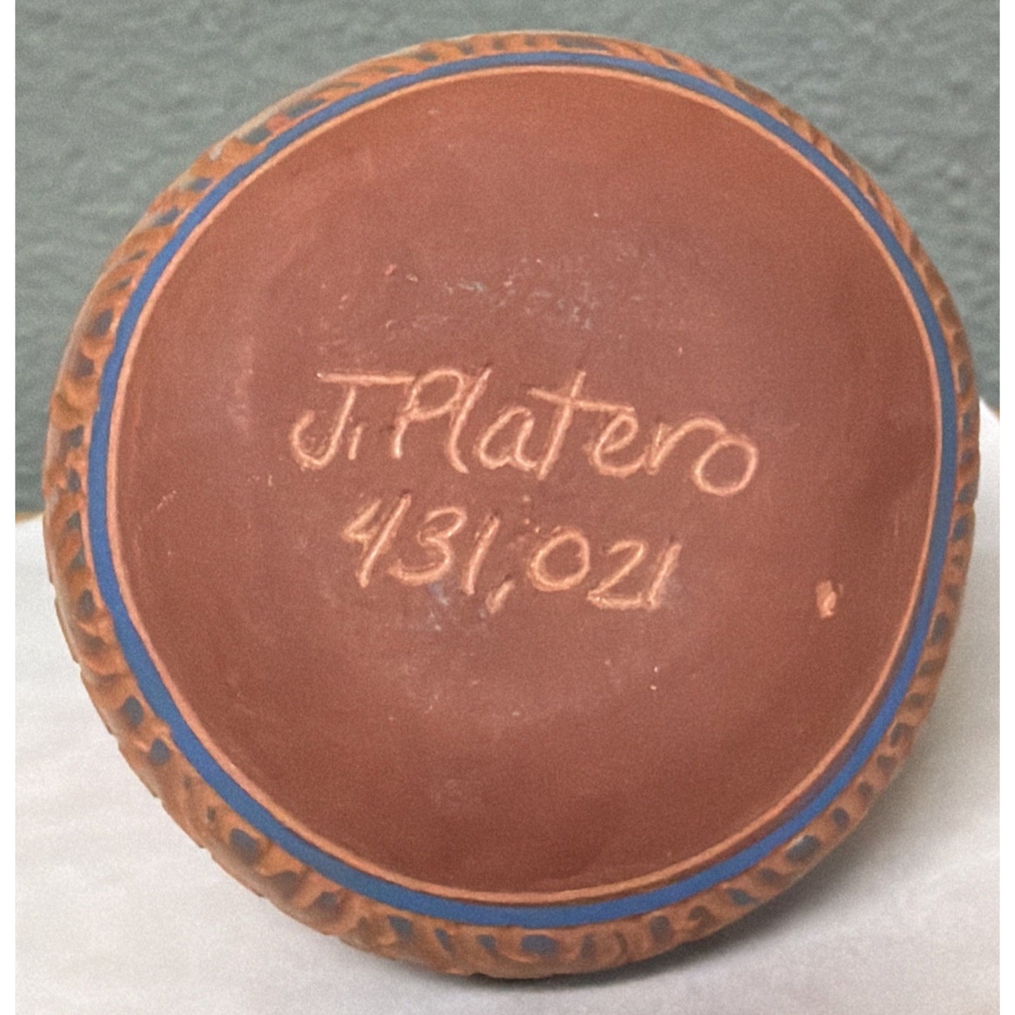 J Platero Native Navajo Etched Art Pottery Mini Wedding Vase Signed Numbered