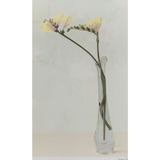 Andrea Braun Byrne Legacy Floral Print Matted Frame Yellow Flower Vase As Is