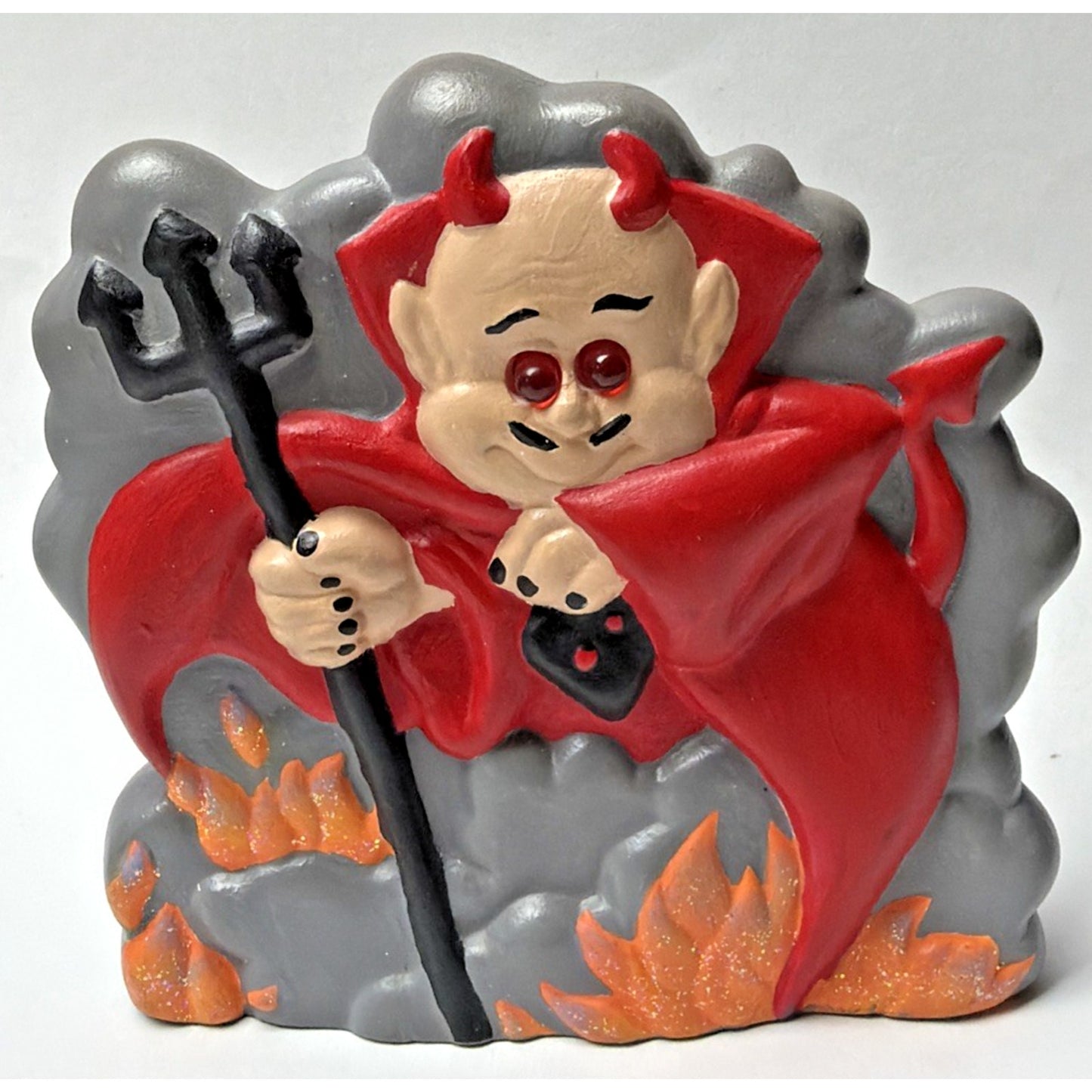 Halloween Ceramic Mold Hand Painted Devil Light Up Blinking Eyes Sound Vase