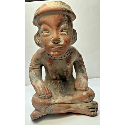 Old Mexican Terra Cotta Clay Zapotec Princess Sculpture Folk Art Marked As Is