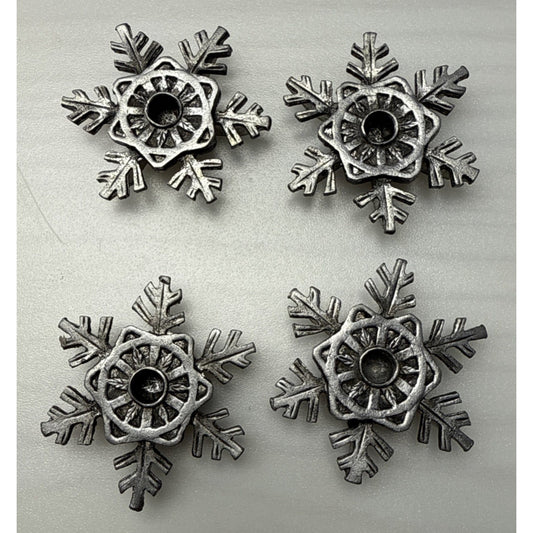 Vintage Lot of 4 Metzke Pewter Snowflake Taper Candle Holders