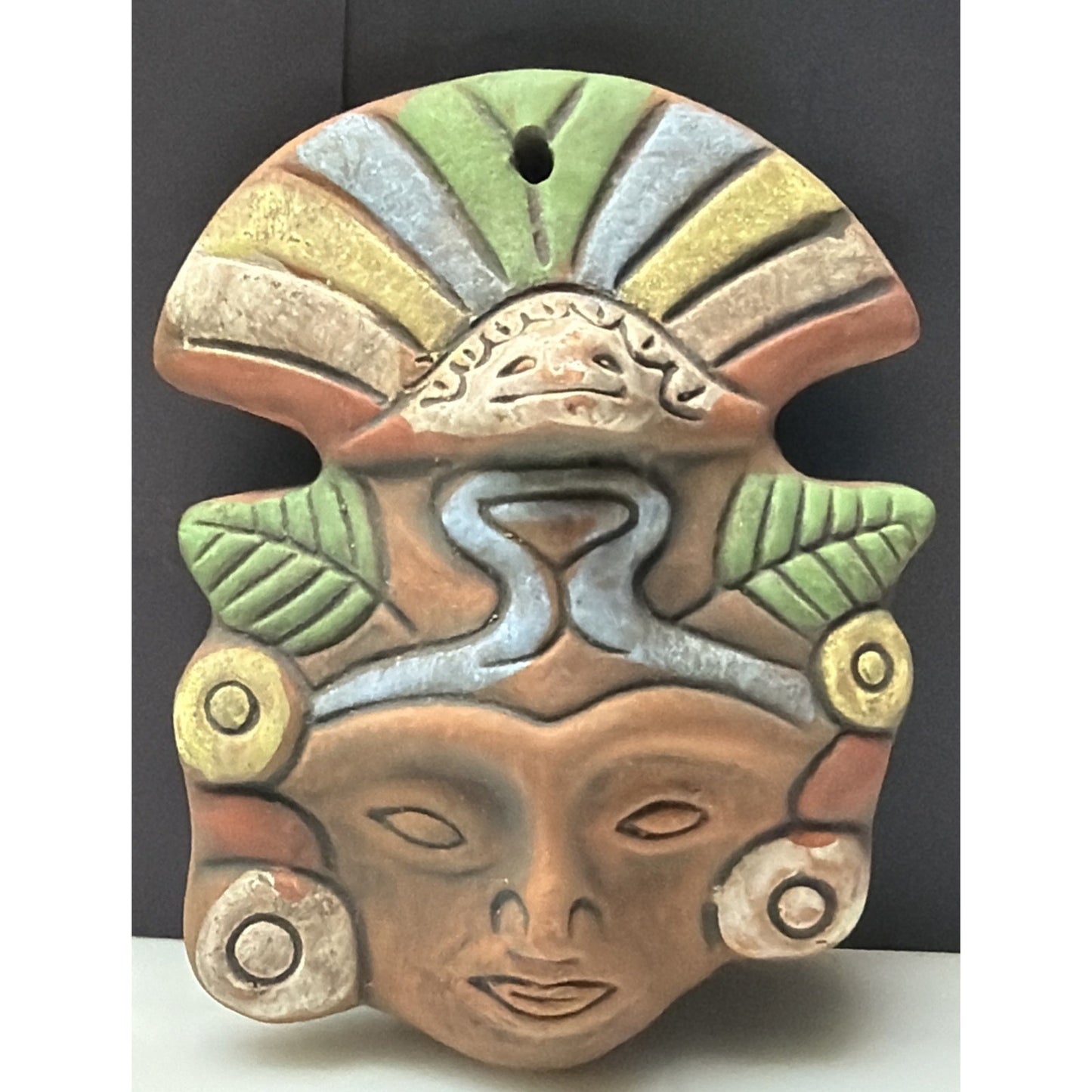 Vintage Lot of 3 Mesoamerican Terracotta Clay Mayan Aztec Warrior Wall Masks