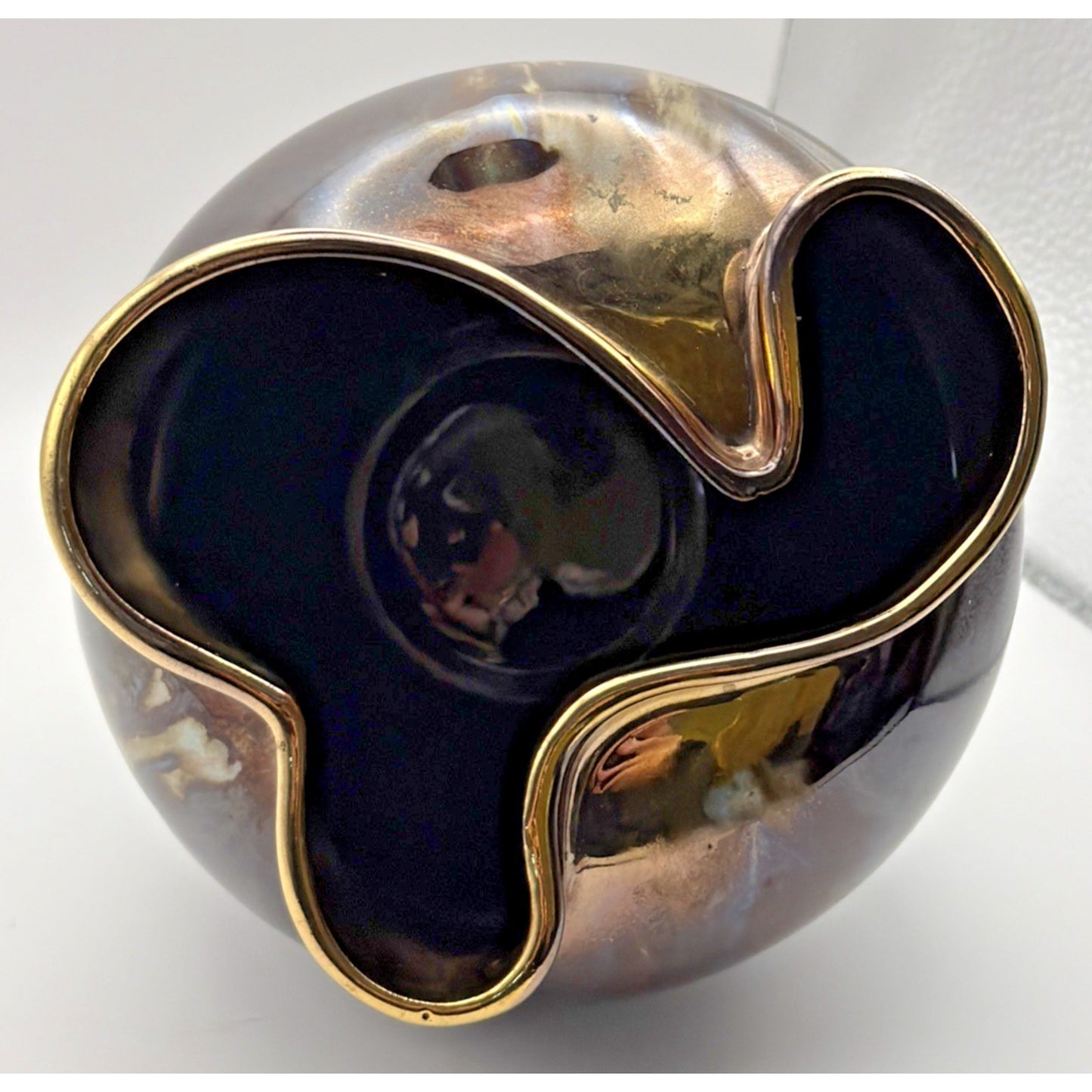 MCM Carstens Tonnieshof Freeform Art Pottery Vase Brown Iridescent Glaze