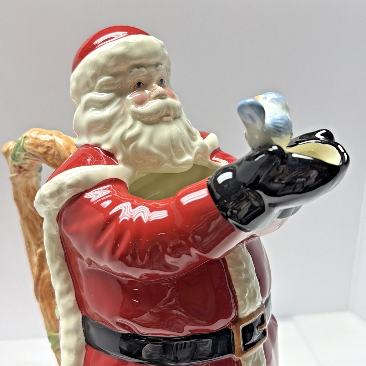 Lenox Holiday Gatherings Santa Claus Pitcher Christmas Holding Bluebird Box Tags
