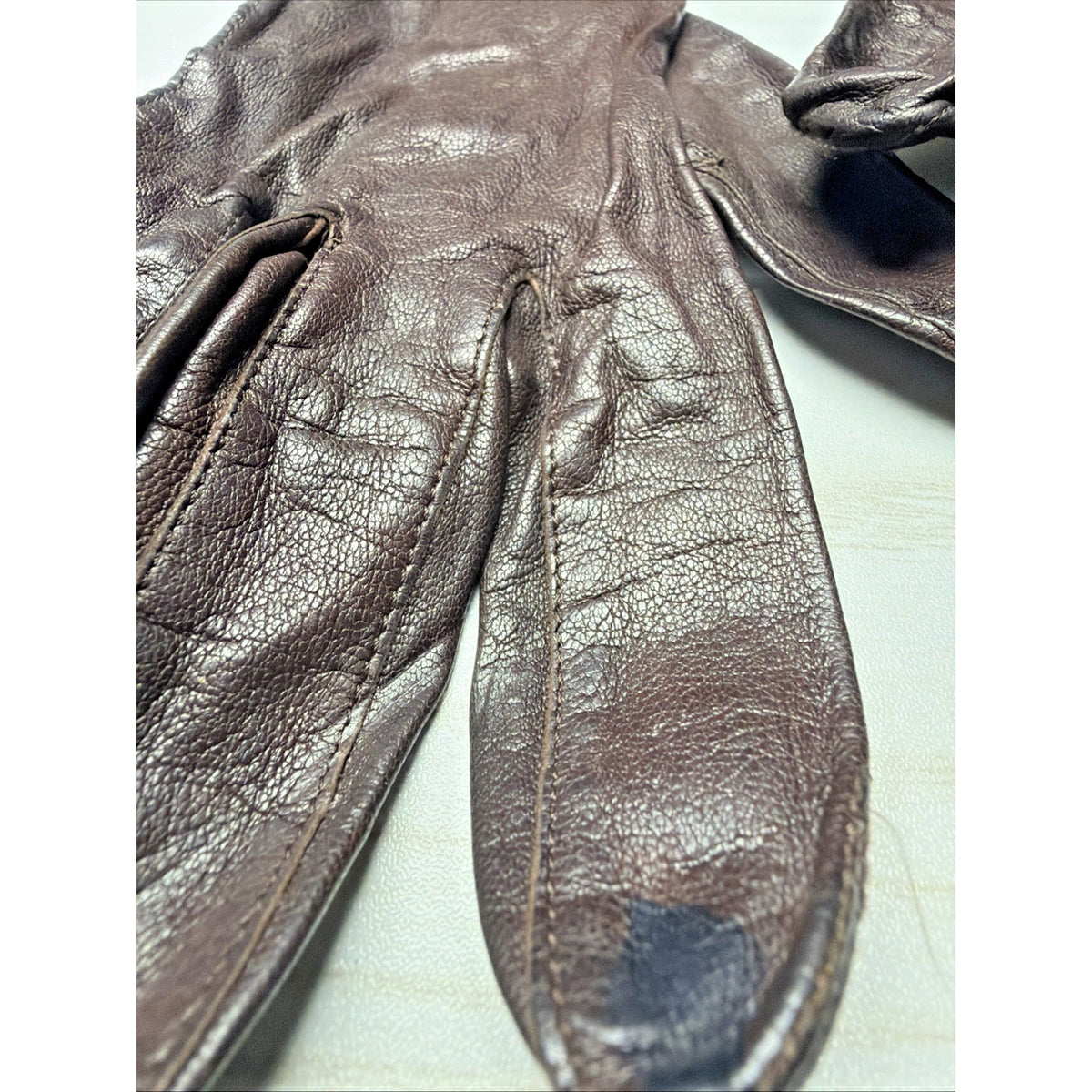 Vintage Launder Leather Brown Gloves Washable Table Cut Size 7.5 As Is