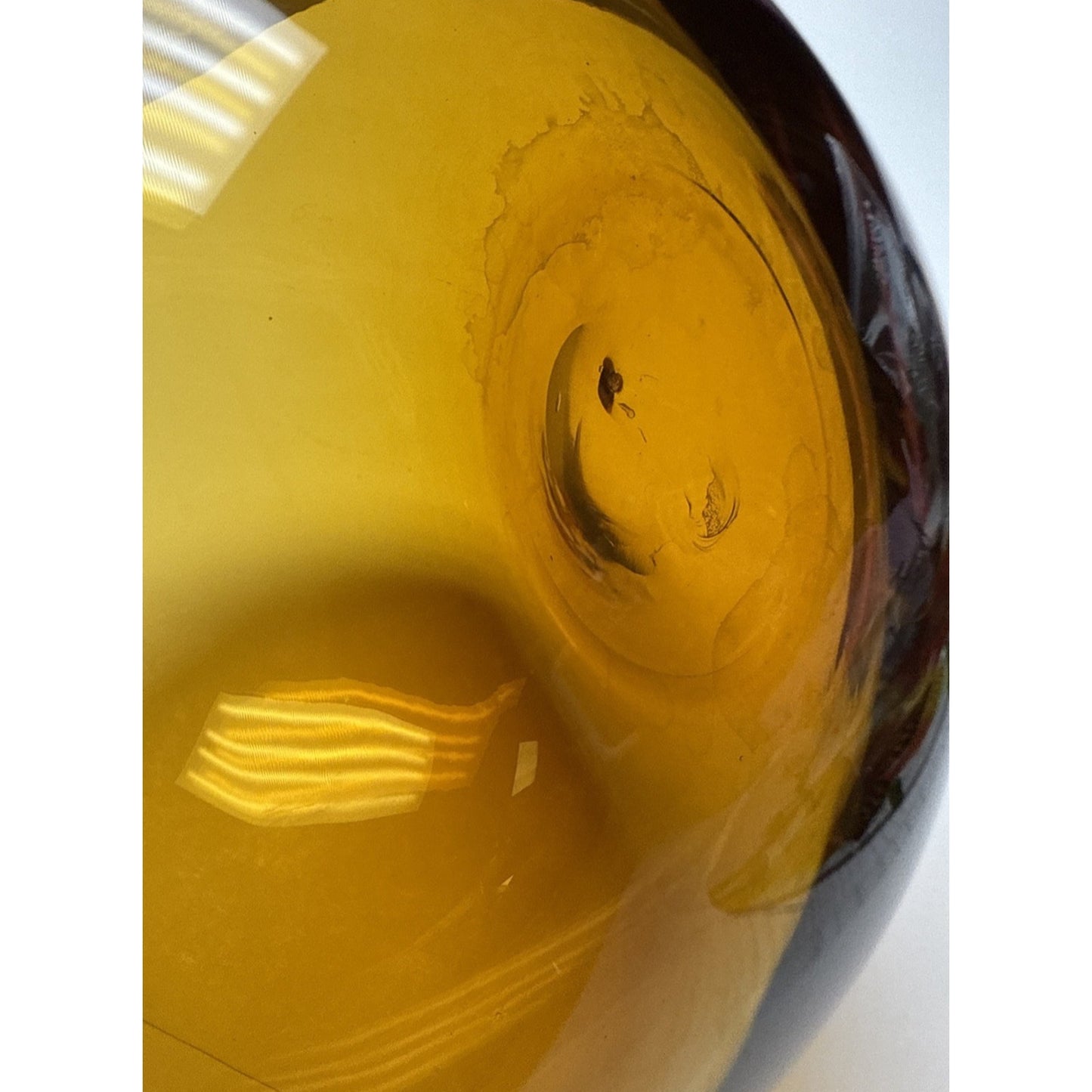 MCM Empoli Glass Honey Amber Decanter Ewer Pitcher Italy Handle 15" Tall As-Is