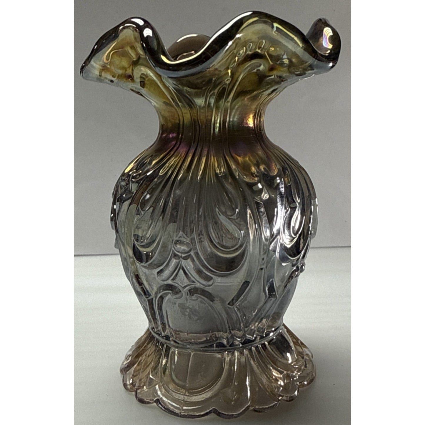 Antique Imperial Glass Rococo Carnival Smoke Vase