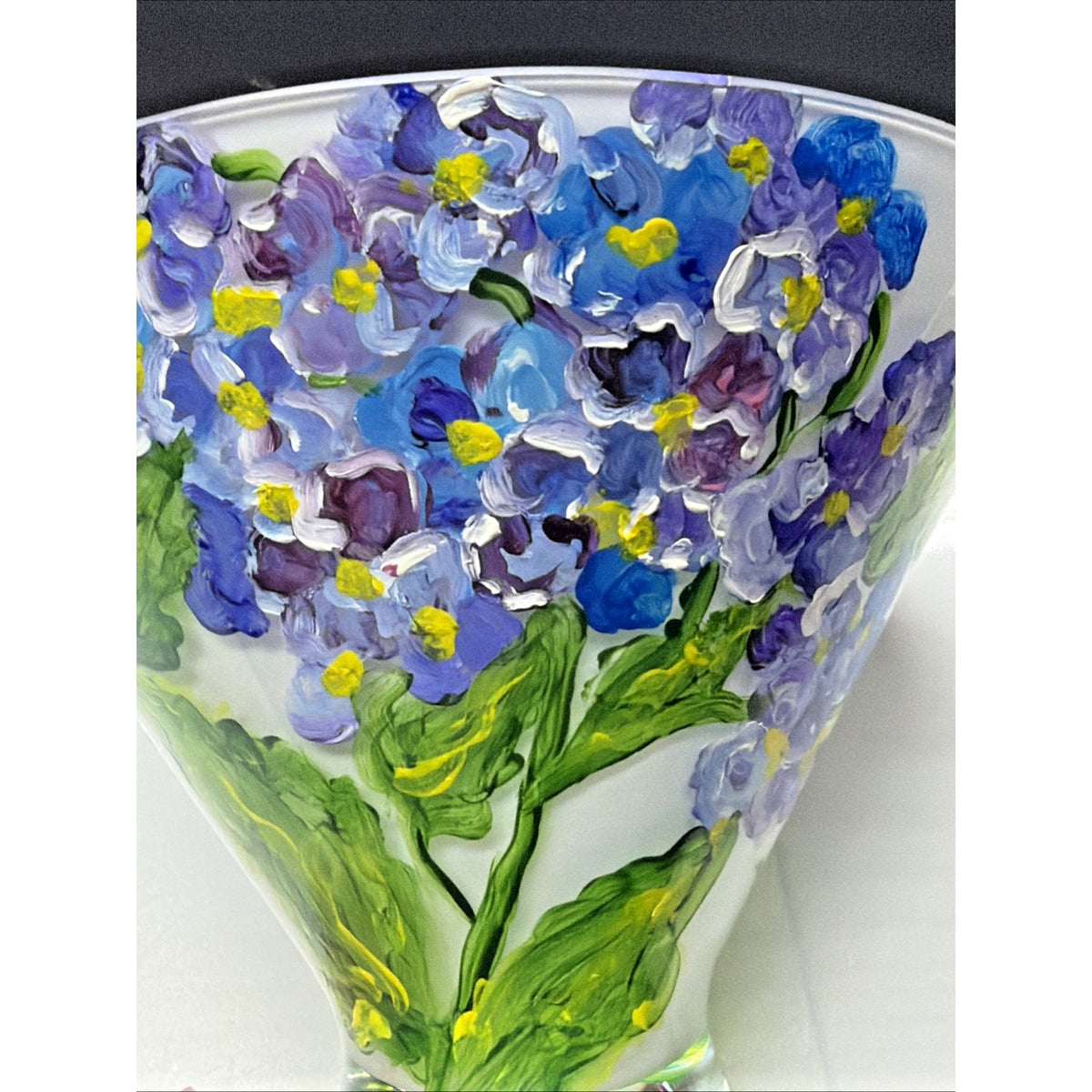 Vintage Mouth Blown Cased Art Glass Vase Hand Painted Floral Primrose Signed