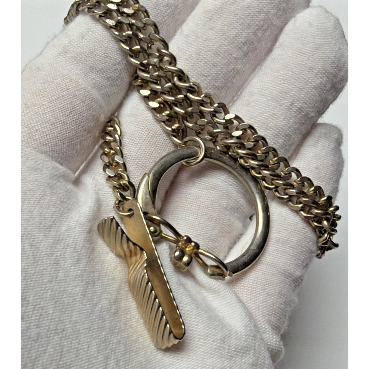 Vintage Pocket Watch Chain Clip Money Watch Holder Cuban Link As Is