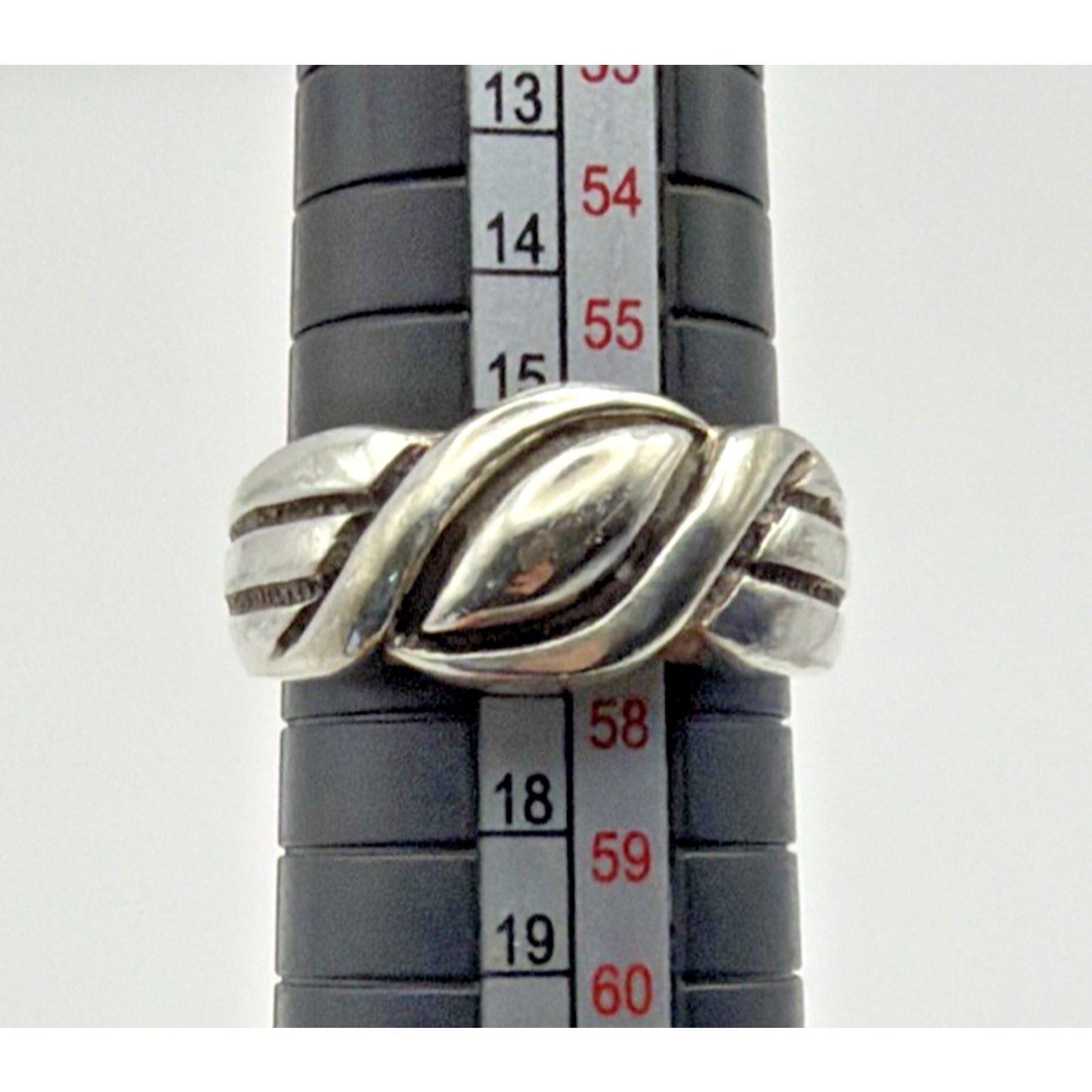 Vintage Sterling Silver Fluted Crossover Knot Ring Sz 8