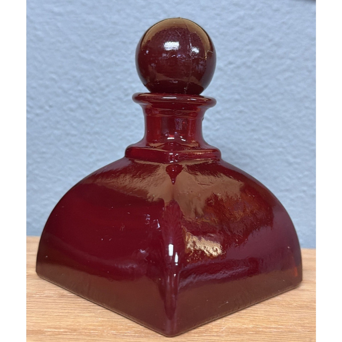 MCM Manganese Art Glass Ruby Red Perfume Bottle Stopper Dauber Italy As Is