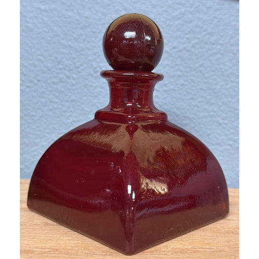MCM Manganese Art Glass Ruby Red Perfume Bottle Stopper Dauber Italy As Is