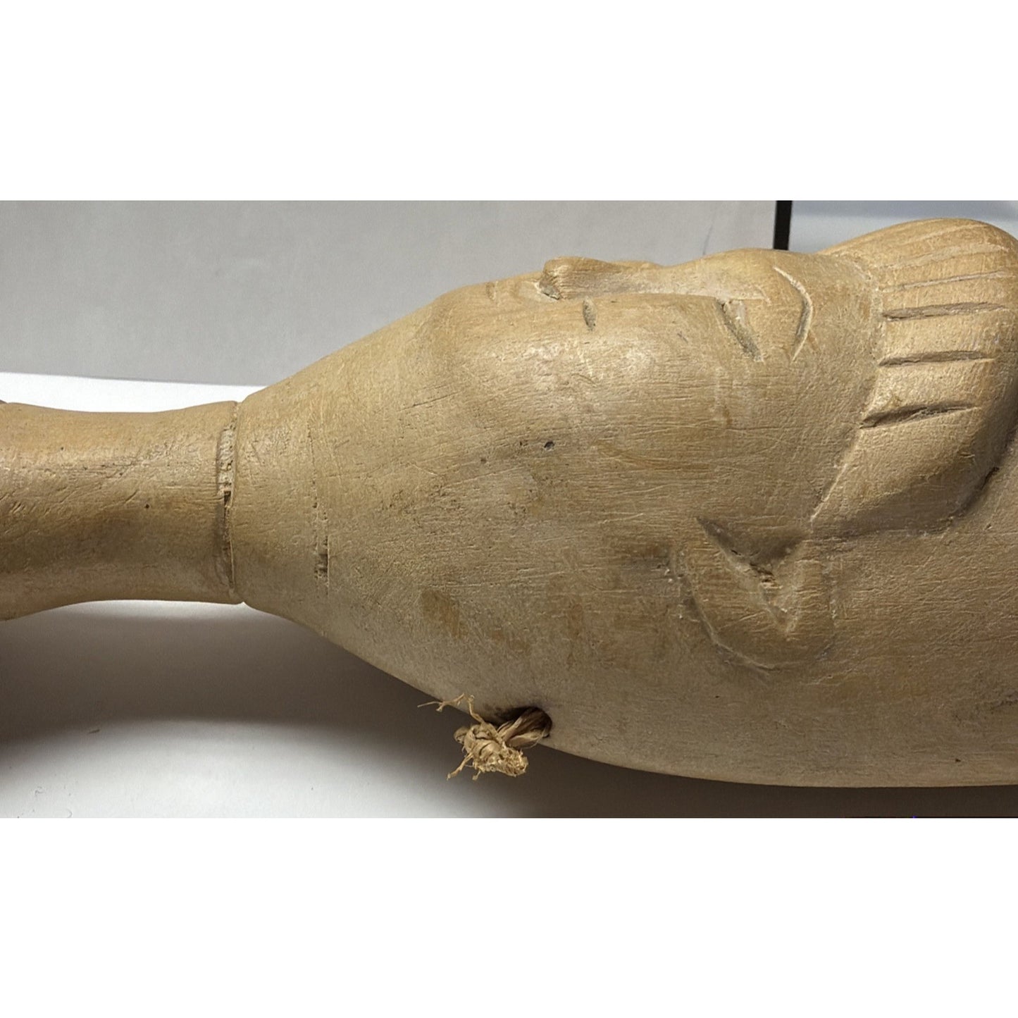Vintage African Shaman Double Sided Wood Carved Tongue Rattle Shaker Instrument