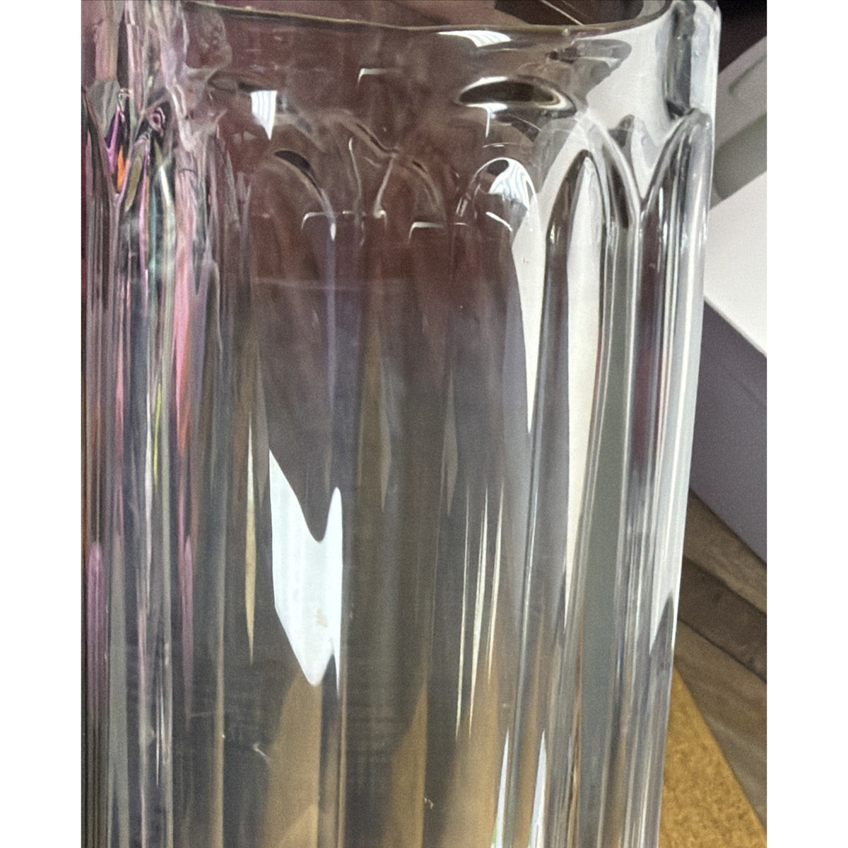 EAPG Heisey Glass Colonial Panel Clear Straw Jar #331 No Lid As Is