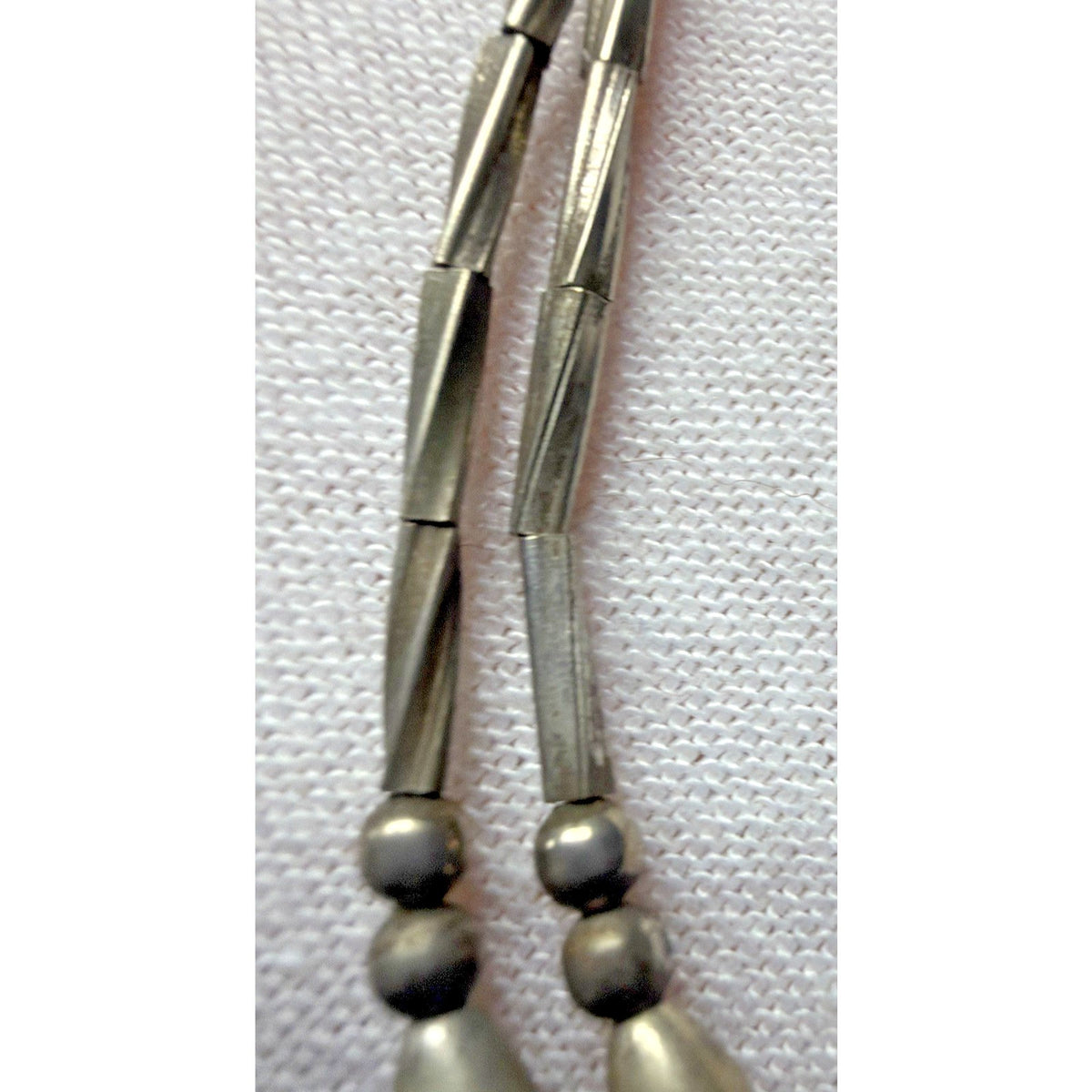 Vtg Liquid Silver Heishi Bead Tigers Eye Stone Necklace Sterling Southwestern