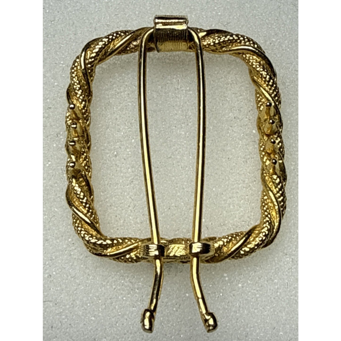 Vintage Twisted Rope Gold Tone Metal Hair Barrette Square