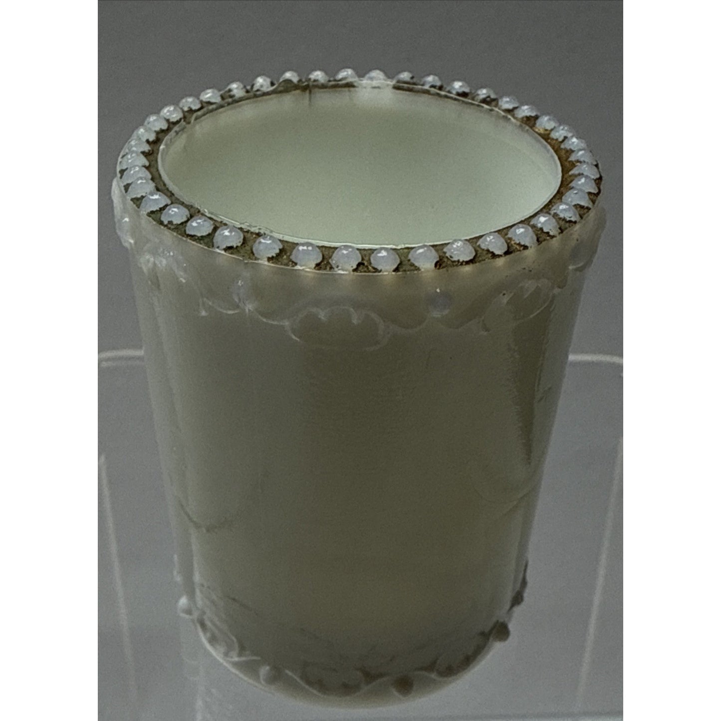 EAPG Unidentified Milk Glass Toothpick Matchstick Tobacco Childs Bead Scroll